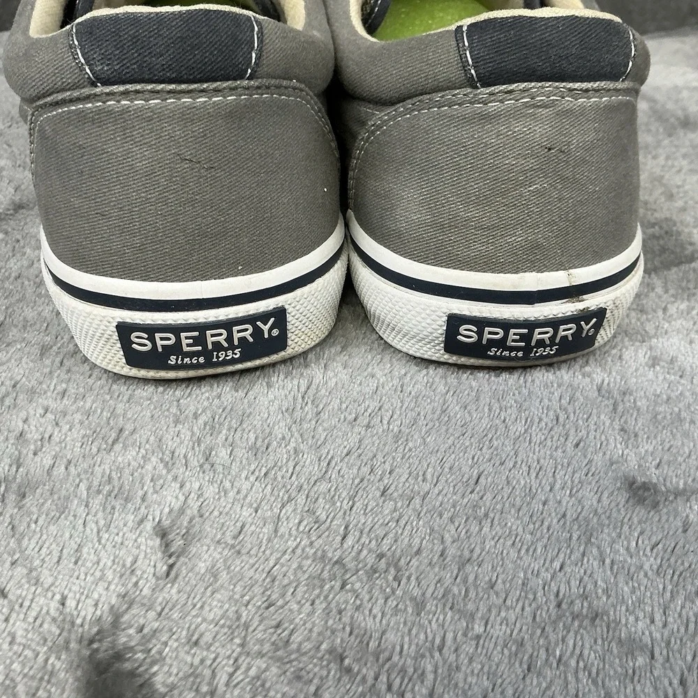 Sperry Top-Sider Halyard Boat Shoes Mens 9M Gray Canvas Memory Foam Nautical